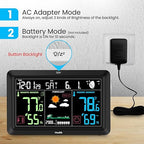 Weather Station Atomic Clock Indoor Outdoor Thermometer Wireless, Barometer Humidity Temperature Monitor Hygrometer with High Precision Sensor Black