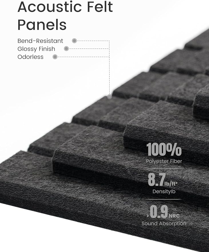 Fluxynara Felt Bulletin Board Tiles -28"x18" with 40 Adhesive Tabs, Cork Board Alternative for Office Decor, Push Pin Board Wall Organizer 6-Pack (Charcoal Gray)