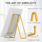 TR-LIFE 8 Inch Large Plate Stands for Display - Metal Plate Holder Display Stand + Frame Holder Stand for Picture, Decorative Plate, Platter, Plaques, Book, Photo Easel Tabletop (Gold 2 Pack)