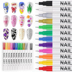 EBANKU 12 Color Nail Art Pens Set, 0.5 MM 3D Nail Polish Pens Acrylic Paint Pens Nail Markers for Nail Art Drawing Painting Nail Point Dotting Pen Nail Design Kit Home Nail Salon DIY