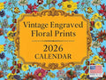 Vintage Engraved Floral Botanical Flowers Calendar 2026 Monthly Wall Calender 12 Month | American Made In The USA