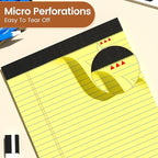 Legal Pads 8.5 X11, Narrow Ruled Notepads, 2 Pack, 50 Sheet/Pad, Yellow Legal Pads, Tear Off Notepad, Perforated Writing Pad, Notebook Paper College Ruled, Notepads for Office Home School, Notepad