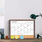 Calendar Whiteboard for Wall, 17x13 Inches White Board Calendar Dry Erase, Small Magnetic White Board with Wood Frame, Hanging Dry Erase Board for Kitchen Home Office School Planner
