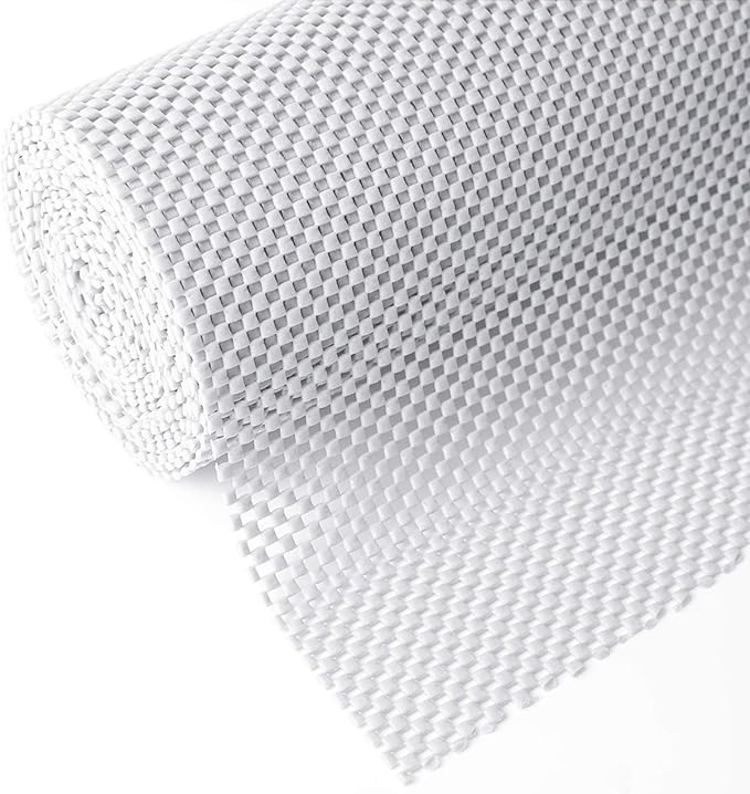 Drawer Shelf and Cabinet Liner, Thick Strong Grip, Non-Adhesive Liners Protect Kitchen Cabinets and Cupboard, Bathroom Drawers, Easy Install, Breathable Mat, 20 Inches x 20 Feet, White