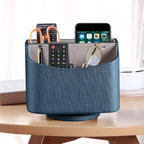 PUSU Remote Control Holder PU Leather 360 Degrees Rotatable Desktop Supply Organizer Storage Box for Controllers Media Stationery Nightstand TV Caddy E-reader iPad Phone Pen/Pencil Cosmetic
