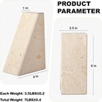 Karibiber Marble Bookends for Heavy Books, Decorative Book Ends for Shelves, Beige Stone Durable and Heavy-Duty Book Ends for Hardback Books & CDS, Unique Book Stopper & Holder, Set of 2