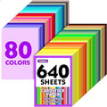 640 Sheets 8.5" X 11" Colored Cardstock, 80 Assorted Colors 180 GSM/65 LB Construction Paper Card Stock Printer Paper for Printing, Card Making, DIY Crafts, Kids School Supplies,Party Decorations