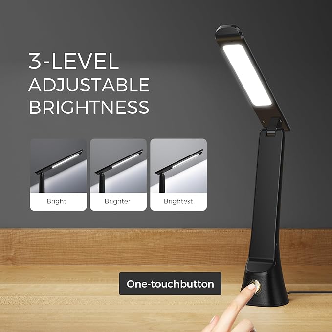 COTLIKE Light Therapy Lamp, 10000 LUX UV-Free LED Sunlight Light, Full Spectrum Mood Light, Touch Control Desk Lamp with Night Light Function Work Office Home -Black
