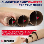 Paclord 4" x 18" Heavy-Duty Reinforced Cardboard Mailing Tube, Pack of 6 Tubes with 12 Caps – Secure USPS Approved – Great for Shipping and Storing of Prints, Artwork, Posters or Documents