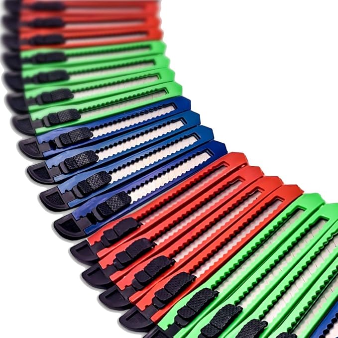 Online Best Service Utility Knife Box Cutter Retractable Blade Snap off Razor Knife with Safety lock 5" Wholesale lot (24 Pack)