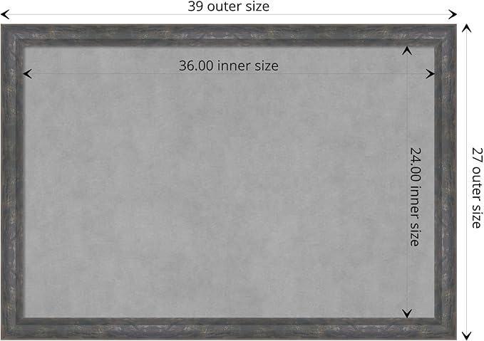 Amanti Art Grey Framed Magnetic Board 27x39 Large Vision Board for use with Magnets, 100% Metal Sheet to Display Items as Office Decor or for Home Organization in mudroom, Kitchen or Kids Room
