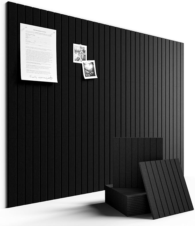 Fluxynara Large Felt Bulletin Board 48" X 36" Large Cork Board Alternative-12 Pack with 70 Safe Removable Adhesive Tabs, Cork Boards for Walls Cork Board for Home Office Classroom Pin Board (Black)
