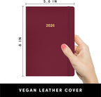 PAPERAGE 2026 Weekly & Monthly Planner, 12 Months (January 2026 - December 2026), 5.6 in x 8 in, Hardcover 2026 Planner with Weekly & Monthly Spreads, Note Pages, Stickers & Back Pocket – Burgundy