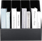 KINGFOM 4-Slot Wood Leather Document Files Holder Rack Stand Desk Files Organizer Papers Collection Cabinet (4 slot Black)