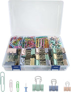 664 Pcs Paper Clips and Binder Clips Kit Assorted Sizes Colored Office Clips Set Small Medium Large Push Pin for Office and School Supplies