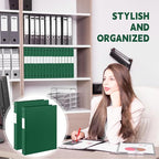 Henoyso 36 Pcs 3 Ring Binder 0.5 Inch Round Fits Letter Size 8.5'' x 11'' Paper Plastic Flexible Binder Bulk Holds 140 Sheets with 1 Pockets Versatile Organizer for Home Office School (Dark Green)