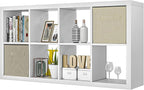 furtble Bookshelf with Storage Bins, 8-Cube Storage Organizer with Back Panels, Modern Wood Open Bookcase, Multifunctional Display Shelf for Living Room, Bedroom, Home Office, White