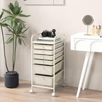 RELAX4LIFE 6-Drawer Rolling Storage Cart - Classroom Organization on Wheels w/Removable Plastic Drawers, Mobile Art Craft Cart for School Paper Home Office, Utility Cart with Drawers (White)