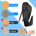 LEIFIDE Cubicle Hooks Fabric Panel Wall Hooks Cubicle Clips Picture Hangers for 40 Lbs Office Home Kitchen Room Board Hanging Supplies(Black,10 Pieces)