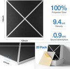 Sonicism 20 Pack X-Lined Acoustic Panels with Self-adhesive, 12"X12"X 0.4" Sound Proof Foam Panels, High Density Decorative Sound panels, Soundproof Wall Panels for Home Office (WhiteBase+BlackFace)