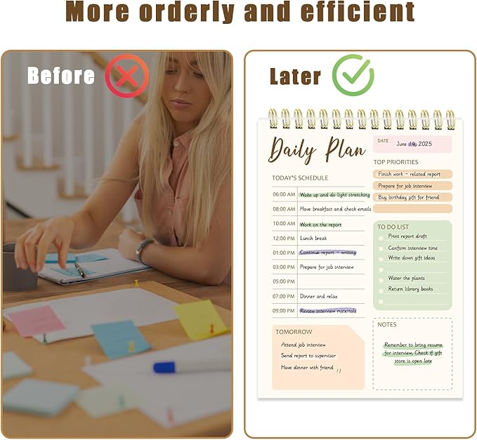 Tlenpo To Do List Notepad, 60 Sheets Daily Planner Notebook Organizer, Portable Spiral Notepad Perfect for Daily Tasks and Goal Setting, Office Products and School Supplies, 5 x 7 Inch