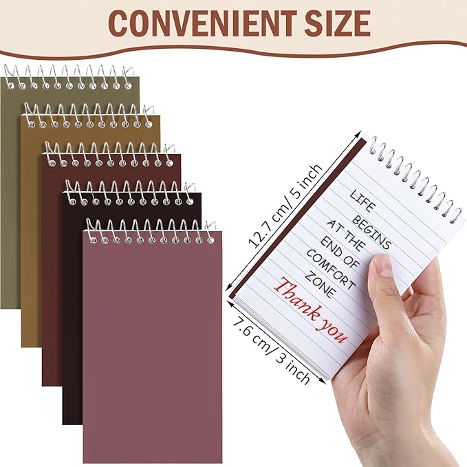 Thenshop 100 Pads Spiral Memo Pads Bulk 3 x 5 Inch Small Pocket Notepad Top Bound Lined 60 Sheets Mini Notebooks for School College Office Home Supplies (Multicolored)