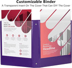 CIXILDTS 1-Inch Round Ring Binder, Standard 3 Ring Binder Fit Letter Size Paper, Presentation View Binders, 6-Pack, Purple