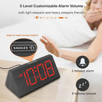 DreamSky Wooden Digital Alarm Clocks for Bedrooms - Electric Desk Clock with Large Red Numbers, USB Port, Battery Backup Alarm, Adjustable Volume, Wood Décor, Dimmer, Snooze, DST (Adapter Powered)