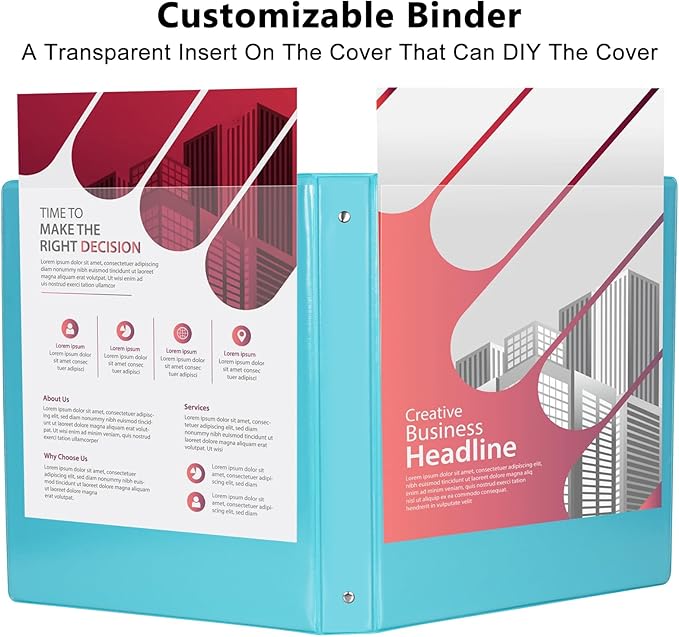 CIXILDTS 6-Pack 1-Inch Binder, Standard 3 Ring Binder Fit Letter Size Paper, Presentation View Binders, Light Blue