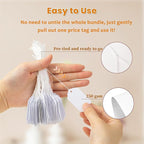 1000 PCS White Price Tags with String Attached, 1.75 x 1.1 Inches, Goefun Writable Label Strung Marking Tags for Pricing, Hanging, Clothing, Jewelry, Garage/Yard Sale, 250 GSM