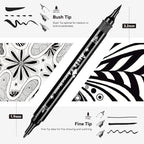 Arrtx Black Paint Pen 8 Pack Dual Tip, Black Acrylic Paint Graffiti Markers for Rock Painting, Paper, Wood, Ceramic, Fabric, Glass, Canvas, Plastic, Metal, Stone and DIY Crafts