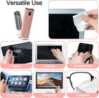 2 Pack Screen Cleaner Spray and Wipe for Laptop Monitor and Car Screens, Phone Touchscreen Mist Cleaning Kit for Cellphone, Tablet, PC, Computer, LCD, Eyeglass, iPhone, iPad, Mac Pro - Grey and Pink