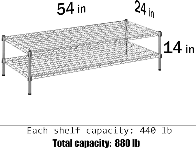 Regal Altair 24" Deep x 54" Wide x 14" Height Wire Shelving Kit | 2-Tier | NSF Commercial Storage Rack Unit
