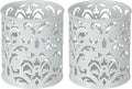 EasyPAG White Pen Holder for Desk, 2 Pack Round Pen Organizer, Brush Holder for Vanity, Metal Pencil Cup Organizer for Home, Office, Classroom, School