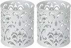 EasyPAG White Pen Holder for Desk, 2 Pack Round Pen Organizer, Brush Holder for Vanity, Metal Pencil Cup Organizer for Home, Office, Classroom, School