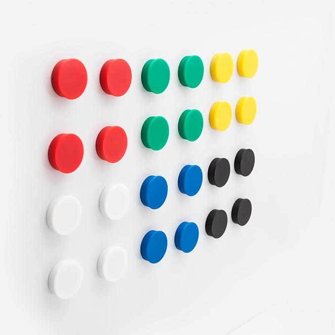 Bullseye Office 24 Round Red Fridge Magnets, Button Shaped, Small Colorful Magnetic Discs for Kitchen, Cabinet or Classroom, Perfect Whiteboard Supplies for Teachers (Red)
