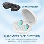 Silicone Ear Plugs for Sleeping – 27 dB Noise Reduction, Reusable Soft Earplugs for Side Sleepers + Bonus 3D Blackout Sleep Mask for Travel, Snoring & Migraine Relief