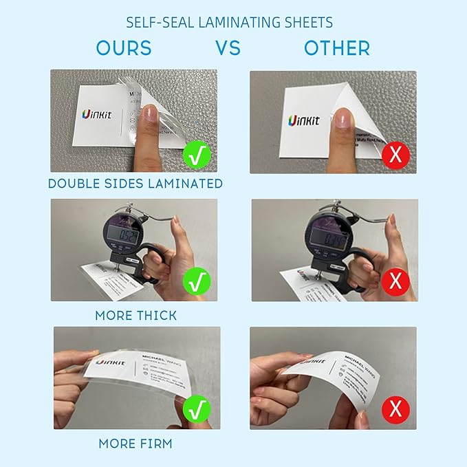 Uinkit 25Pack 4"x6" Self Seal Laminating Pouches, 10Mil Double-Sided for Recipe Cards & Photos, Waterproof Thick Plastic Sleeves to Preserve Pictures, Index Flashcards, Menus