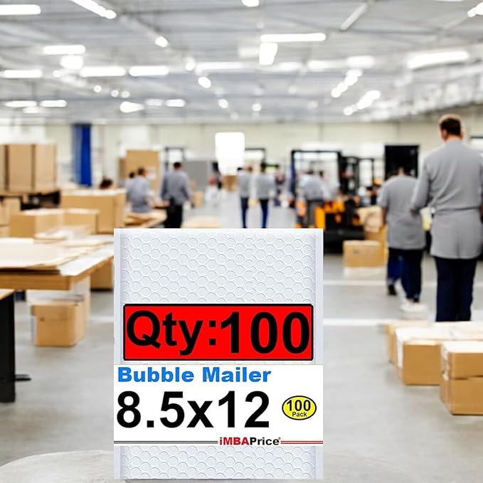 iMBAPrice 8.5x12 Inch White Poly Bubble Mailers #2, 100-Pack – Self-Seal Padded Envelopes, Waterproof Shipping Bags for Cosmetics, Electronics & E-Commerce Packaging