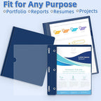 HAUTOCO 30 Pack Plastic Report Covers with 3-Prong Fasteners Clear Front Presentation Folders Resume Folders for 8.5x11 Letter Size Paper, Document Report Cover for School Office Business, Navy Blue