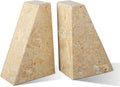 Karibiber Marble Bookend for Heavy Books, Decorative Bookends for Shelves, Durable and Heavy-Duty Book End for Hardback Book & CDS, Unique Book Stopper & Holder, Pearlly Yellow, Set of 2