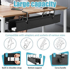 Oxford Cloth Under Desk Cable Management Tray,No-Drill 48" Desk Cable Management Organizer with Clip/Screw Installation,Holds Up to 70 lbs,Fabric Cable Management for Home,Office & Gaming Computer
