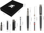 YICMY Fancy Fountain Pen Set – Fine & Medium Nibs, Includes 18 Ink Cartridges, Ink Converter, Syringe Filler, Luxury Gift for Writing, Journaling & Calligraphy，Black