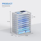 OUTWOLF 10 Tier Paper Organizer - Letter Tray Mesh Desk File Organizer with Handles for Office School Desktop, White