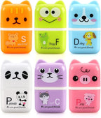 Tamaki 6 Pack Erasers for Kids, Cute Erasers with Cover and Roller, Pencil Rubber Eraser for Party Favors Gift Supplies (Model B)