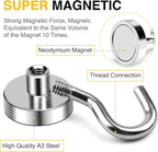 DIYMAG Magnetic Hooks, 50 LB Heavy Duty Magnet with Hook, 10 Packs Strong Rare Earth Neodymium Magnets for Hanging, Magnetics Hanger for Curtain, Home, Kitchen, Workplace