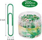 NEEWAY 200pcs Large Green Paper Clips, 2 Inch Jumbo Paper Clip, Ceative Colored Paperclips for Paperwork Office