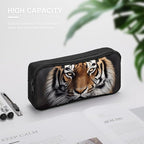 BWQJKUO Pencil Pen Case, Tiger Printed Pouch Big Capacity Pen Bag with Zipper Durable Stationary Storage Bag