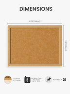Fluxynara Felt Cork Board Alternative, Felt Bulletin Board 16" x 12" Mustard Yellow Frame with 8 Adhesive Tabs, Pin Board for Home Office, Classroom, Entryway, Kitchen Wall Decor—Sunset Yellow