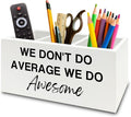 XPH Inspirational Pen Pencil Holder Organizer for Desk, Inspirational Gifts for Women, We Don't Do Average We Do Awesome Motivational Wooden Box Sign for Home Office Desk Tabletop Decorations